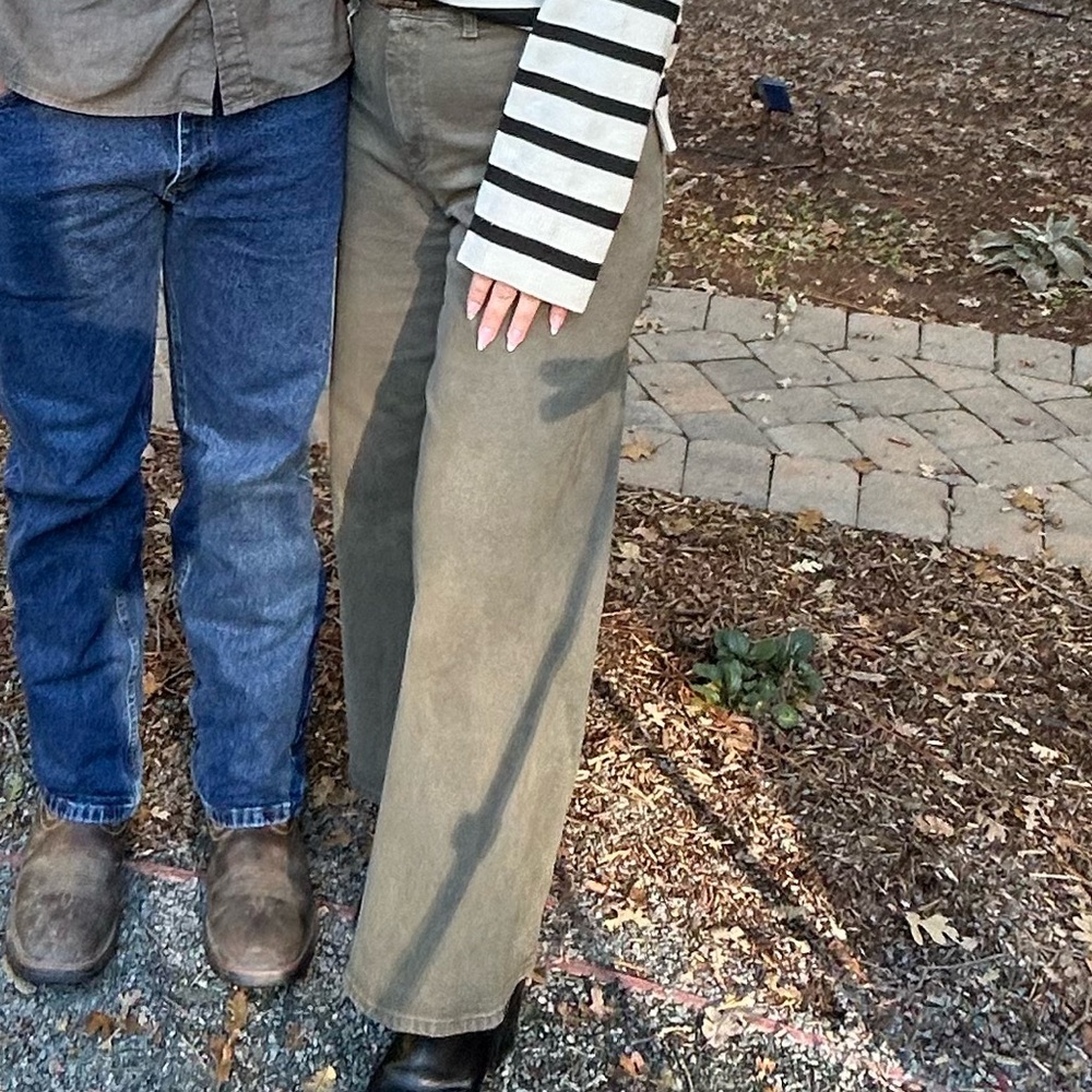 Olive Green Wide-Leg Pants